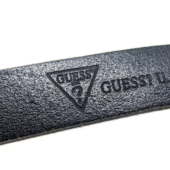 Guess Belt Womens Large Black Leather Silver Buckle Solid Vintage Y2K - Picture 9 of 10